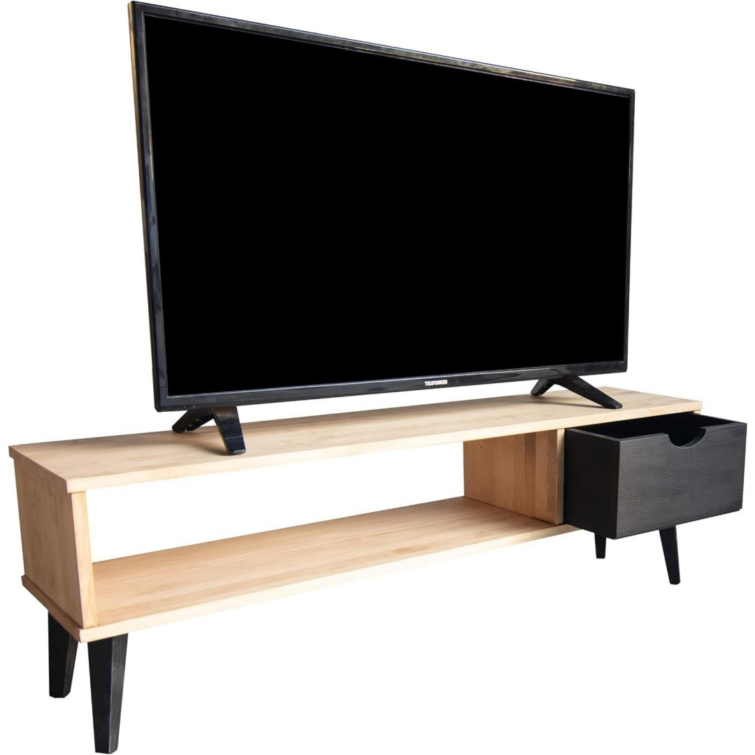 Console porta TV con cassetti in legno massello nero