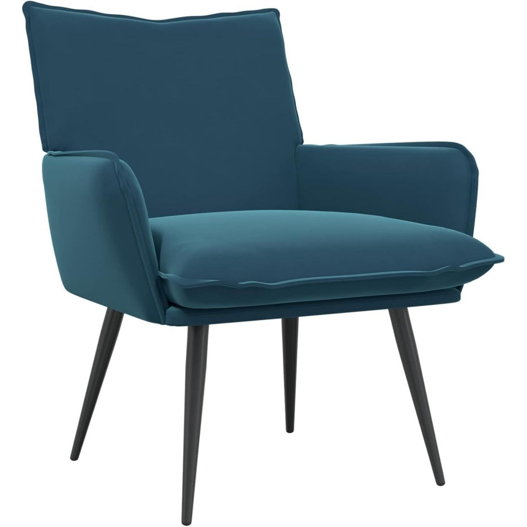 Poltrona confortevole con braccioli struttura in metallo blu