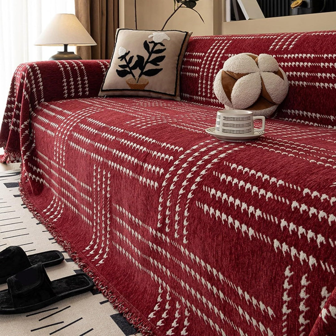 Divano confortevole Plaid Chenille divano grande posti, nero