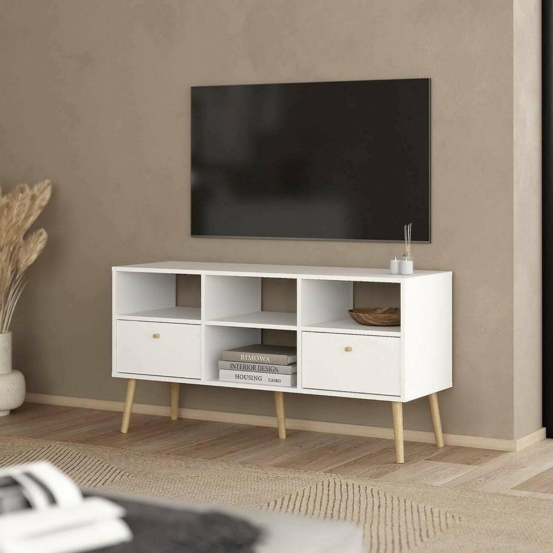 Mobile TV con cassetti bianco