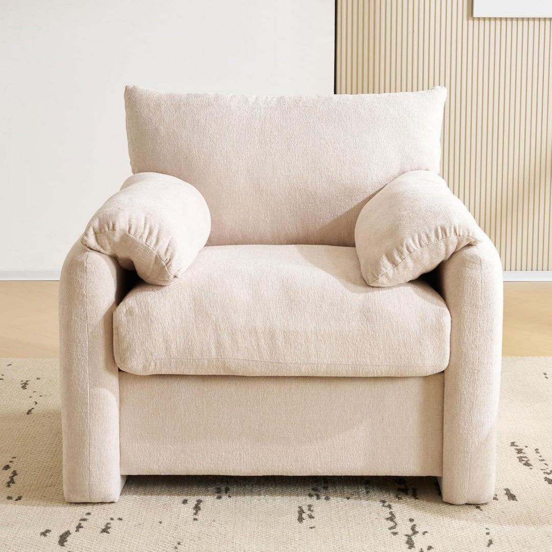 Divano da soggiorno regolabile con braccioli beige
