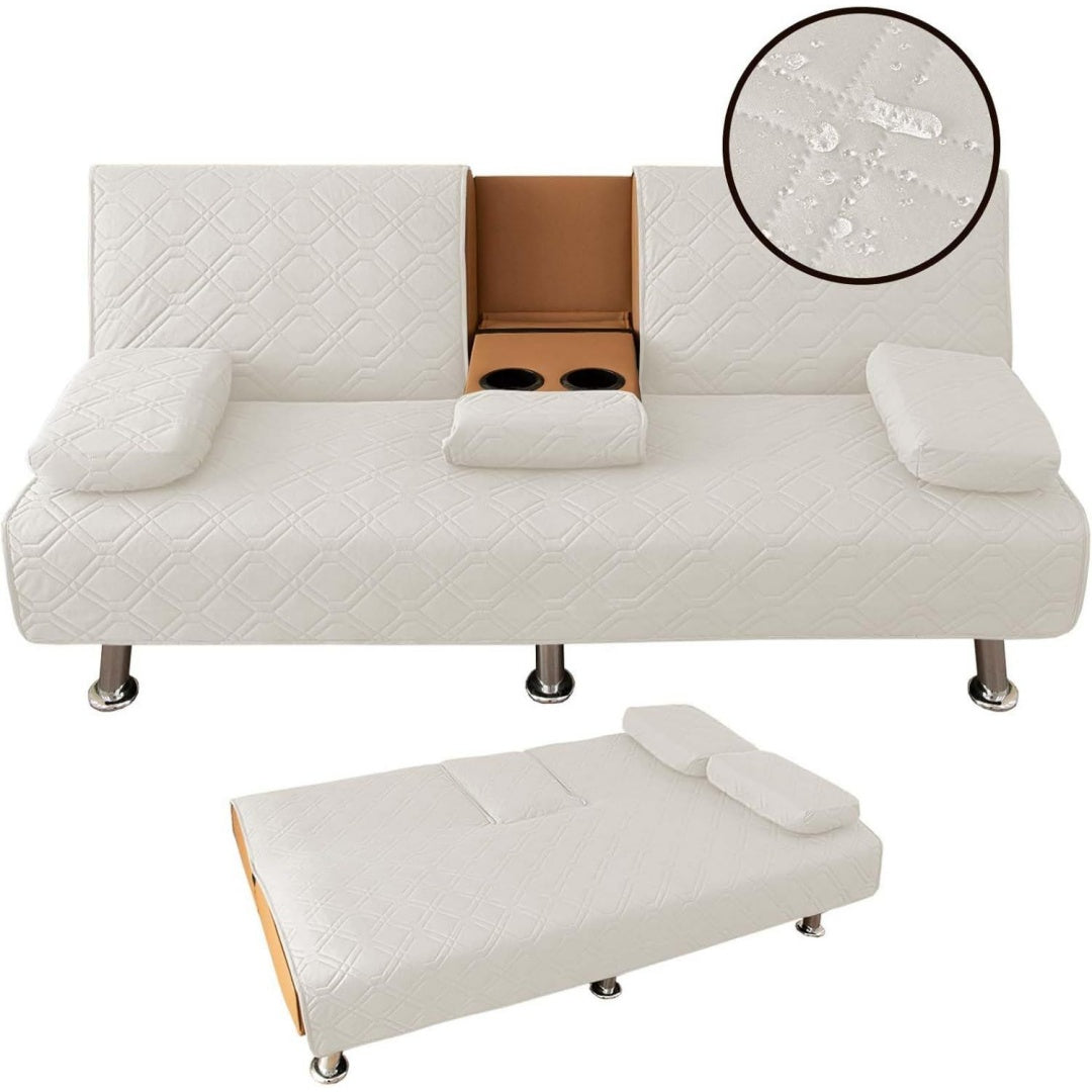 Seduta imbottita pieghevole con braccioli beige