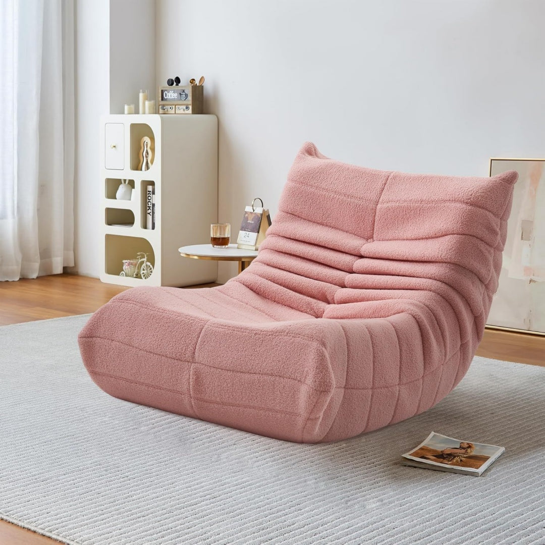 Seduta imbottita rosa rivestimento in tessuto
