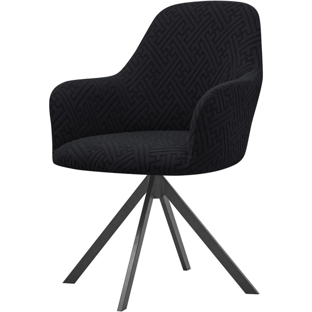 Seduta lounge con braccioli rivestimento in tessuto nero
