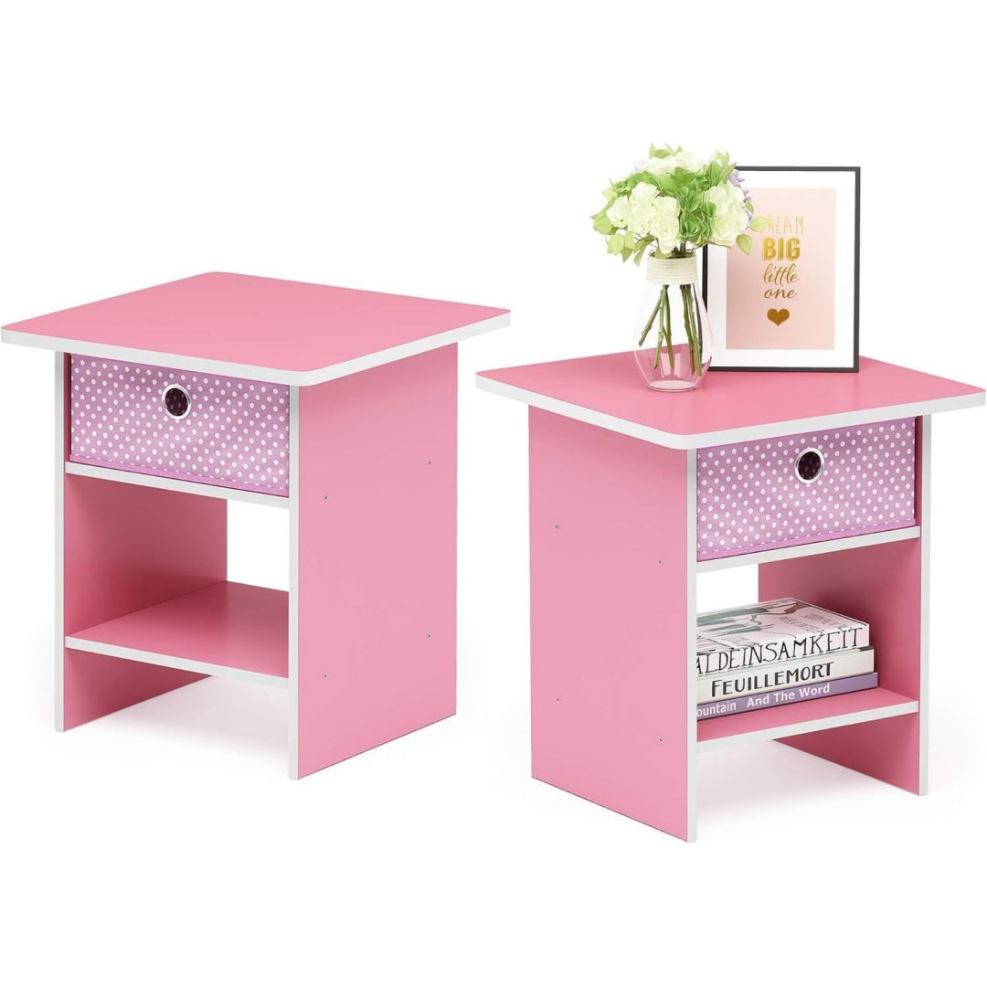 Piano d appoggio con cassetti con vano contenitore rosa